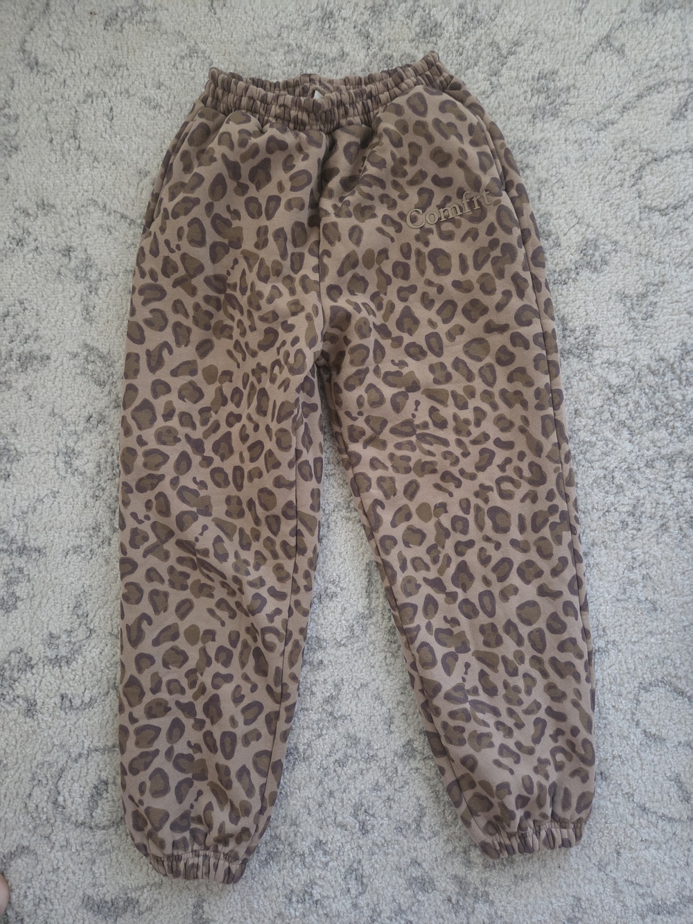 Comfrt Kids Leopard Print Brown Sweat Pants